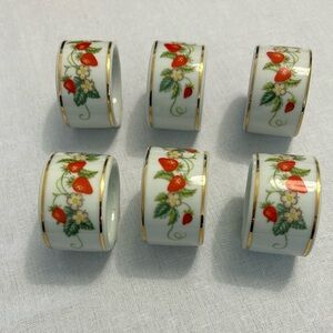 Strawberry Floral Napkin Rings Set